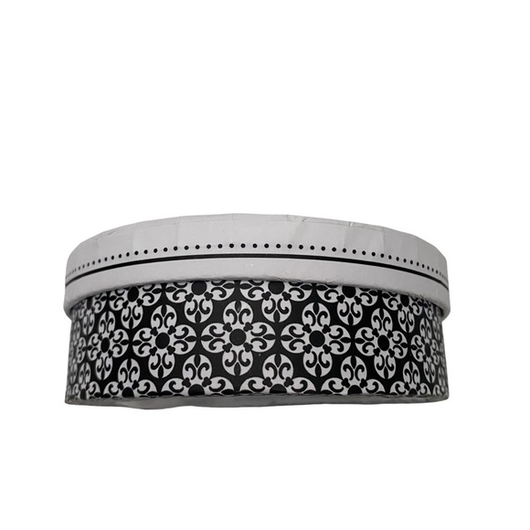 Initial “M” Circular Box Black White Jewelry Trinket Box - Picture 2 of 3